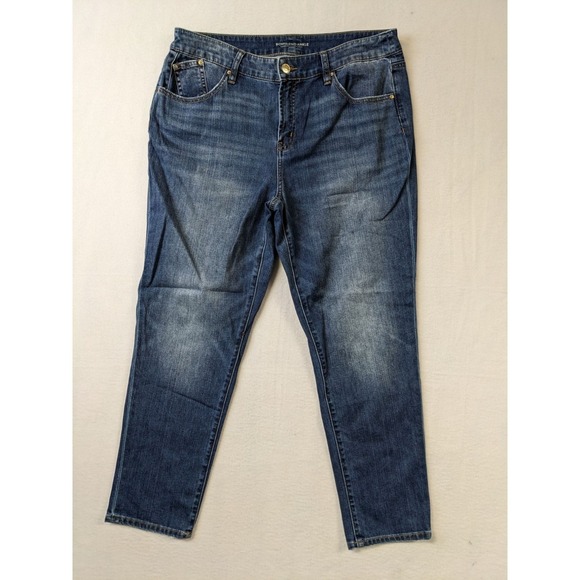 Chico's Denim - Chicos Boyfriend Ankle Jeans Size 12P Dark Wash Cotton Blend